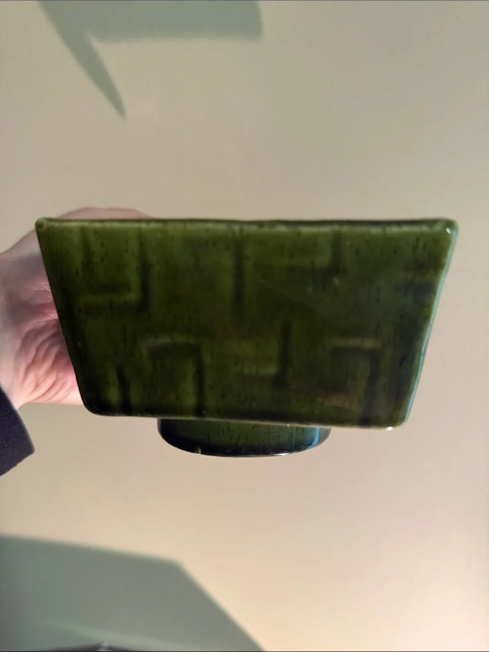 Vintage UPCO Green Geometric Ceramic Planter